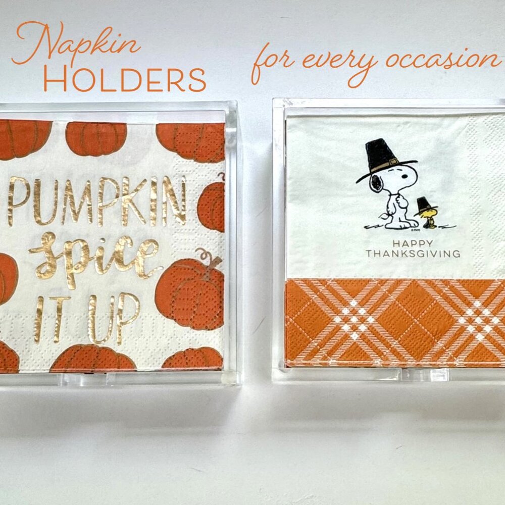 Acrylic Napkin Holder for Cocktail/Beverage Napkins, holds 40+ napkins